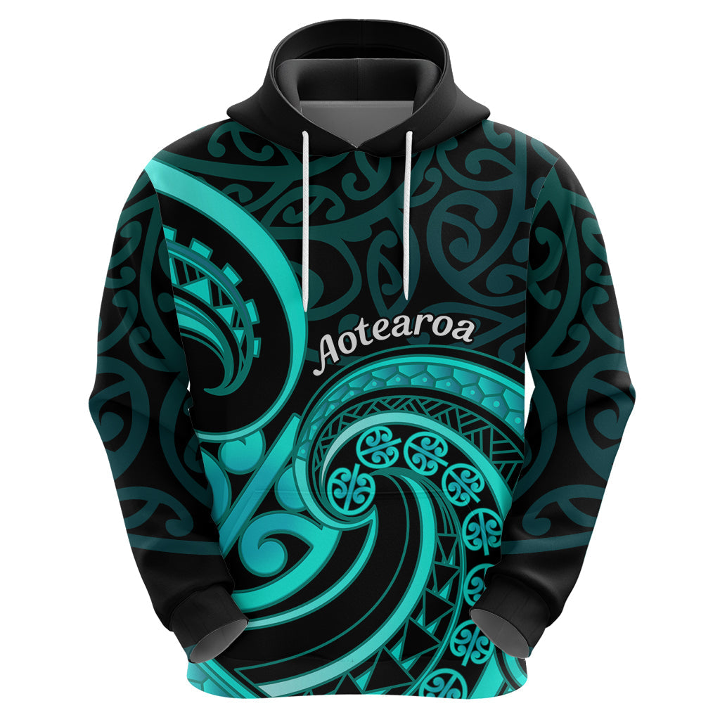 Turquoise New Zealand Mangopare Zip Hoodie Aotearoa Maori Koru Style LT14