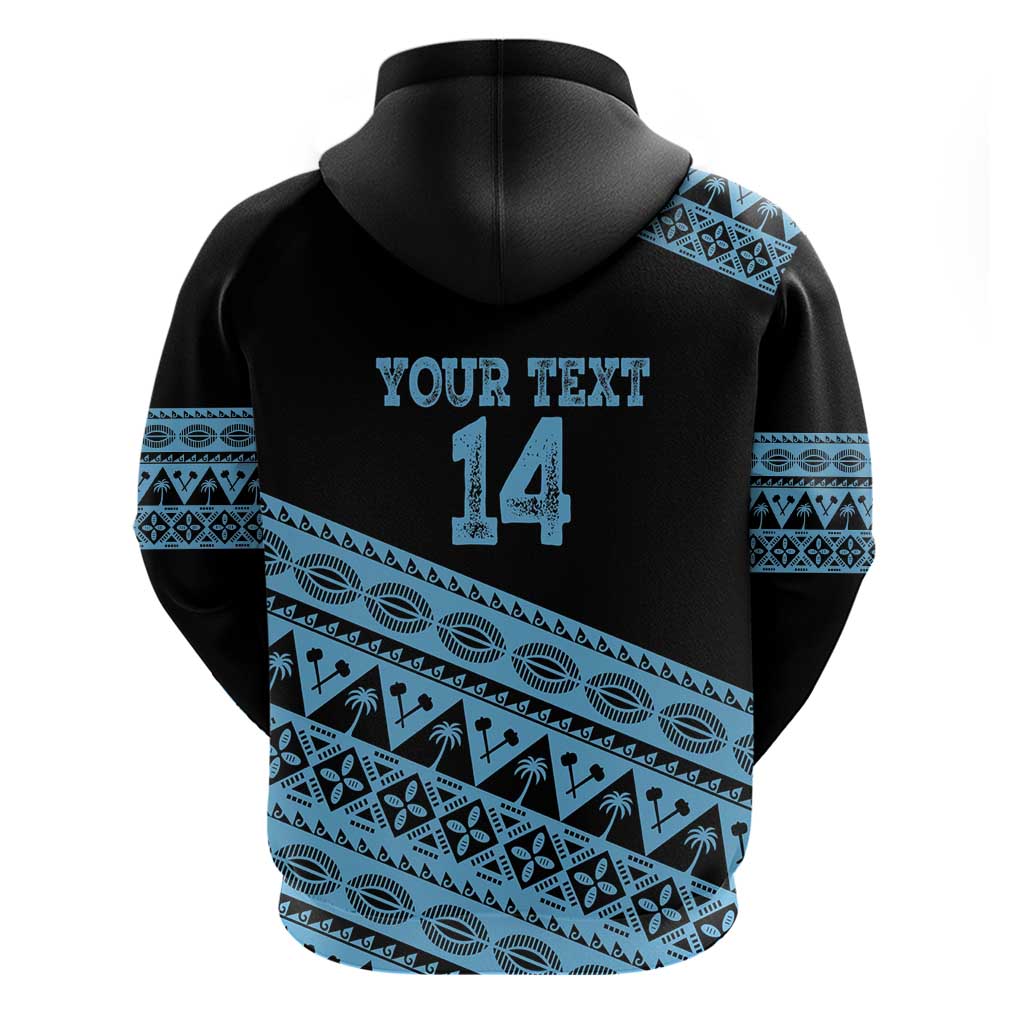 Fiji Rugby 2025 Custom Zip Hoodie Fijian Tapa Toso Viti Toso - Black LT14