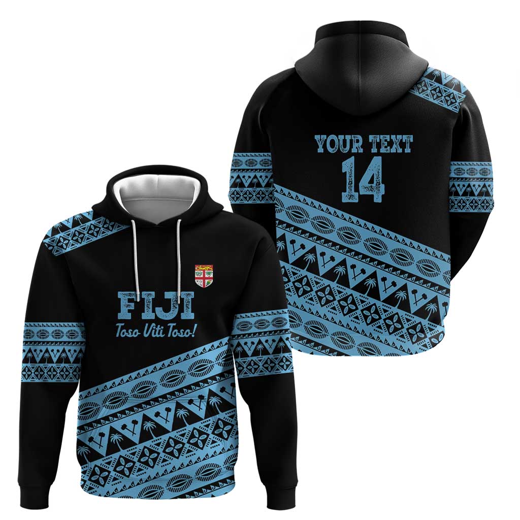 Fiji Rugby 2025 Custom Zip Hoodie Fijian Tapa Toso Viti Toso - Black LT14