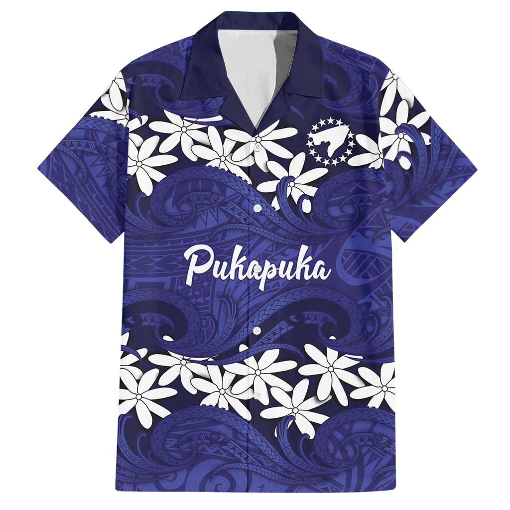 Personalised Cook Islands Pukapuka Hawaiian Shirt Tiare Maori Polynesian Waves Tattoo LT14