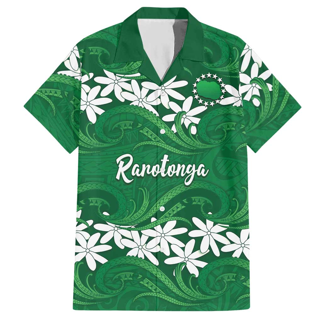 Personalised Cook Islands Rarotonga Hawaiian Shirt Tiare Maori Polynesian Waves Tattoo LT14
