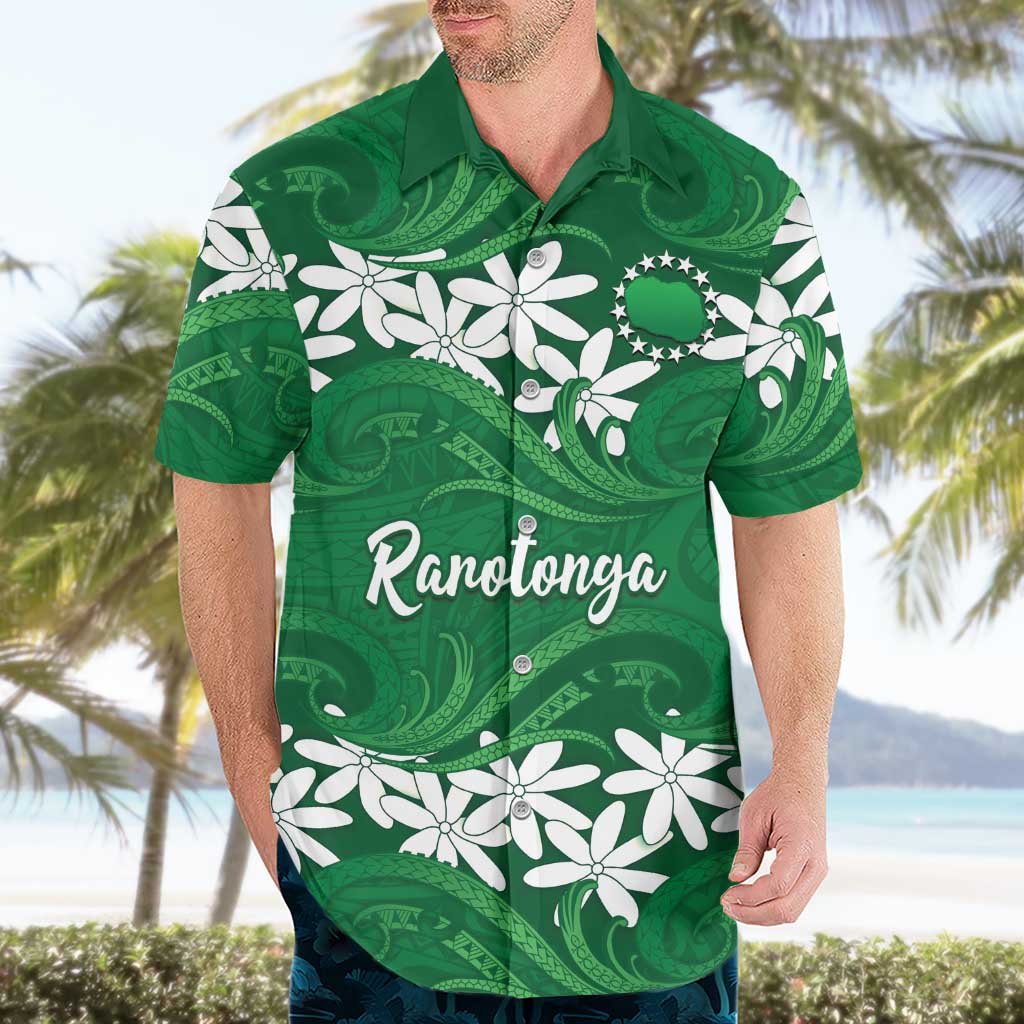 Personalised Cook Islands Rarotonga Hawaiian Shirt Tiare Maori Polynesian Waves Tattoo LT14