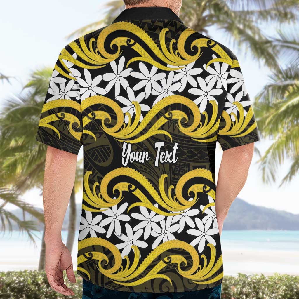 Personalised Cook Islands Aitutaki Hawaiian Shirt Tiare Maori Polynesian Waves Tattoo LT14