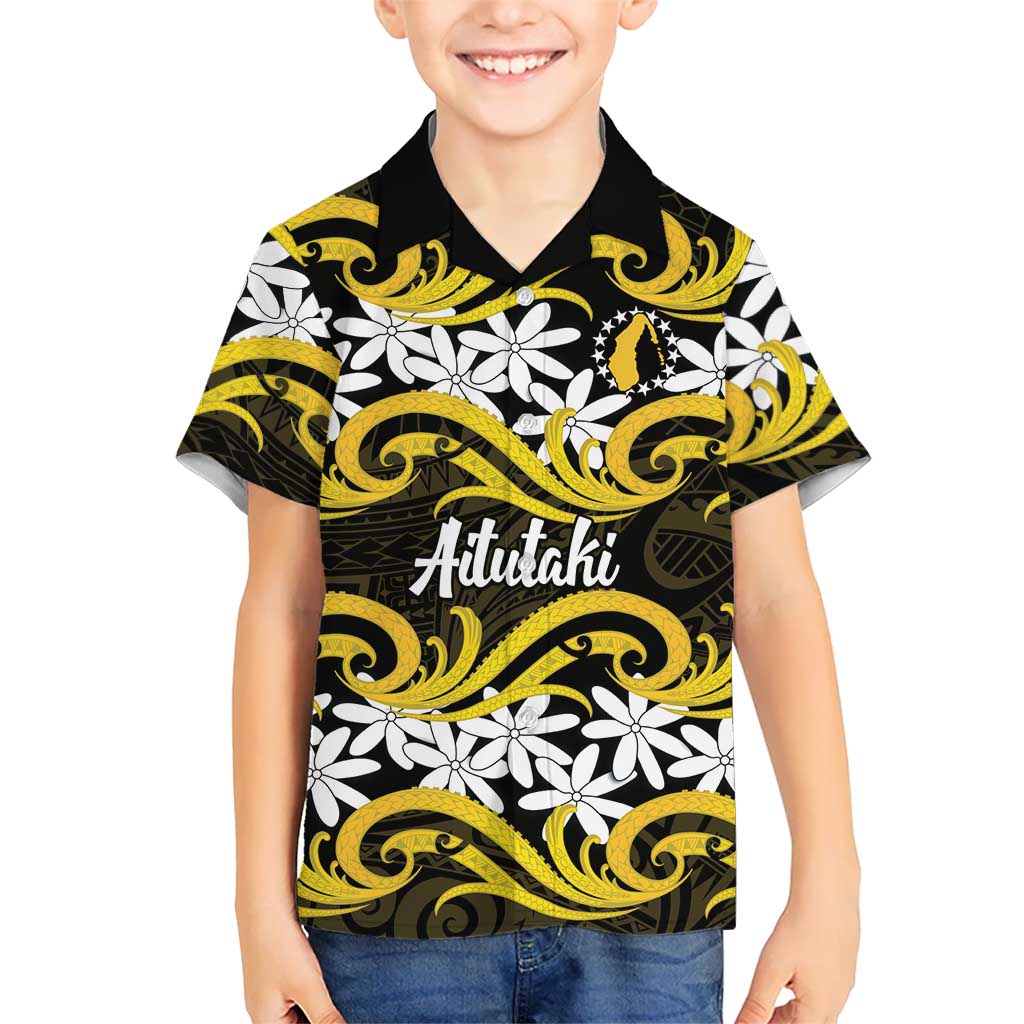 Personalised Cook Islands Aitutaki Hawaiian Shirt Tiare Maori Polynesian Waves Tattoo LT14