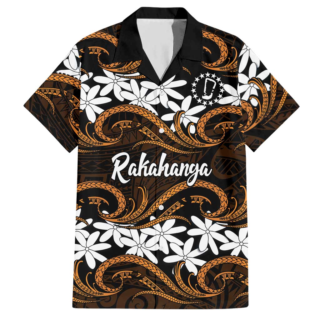 Personalised Cook Islands Rakahanga Hawaiian Shirt Tiare Maori Polynesian Waves Tattoo LT14