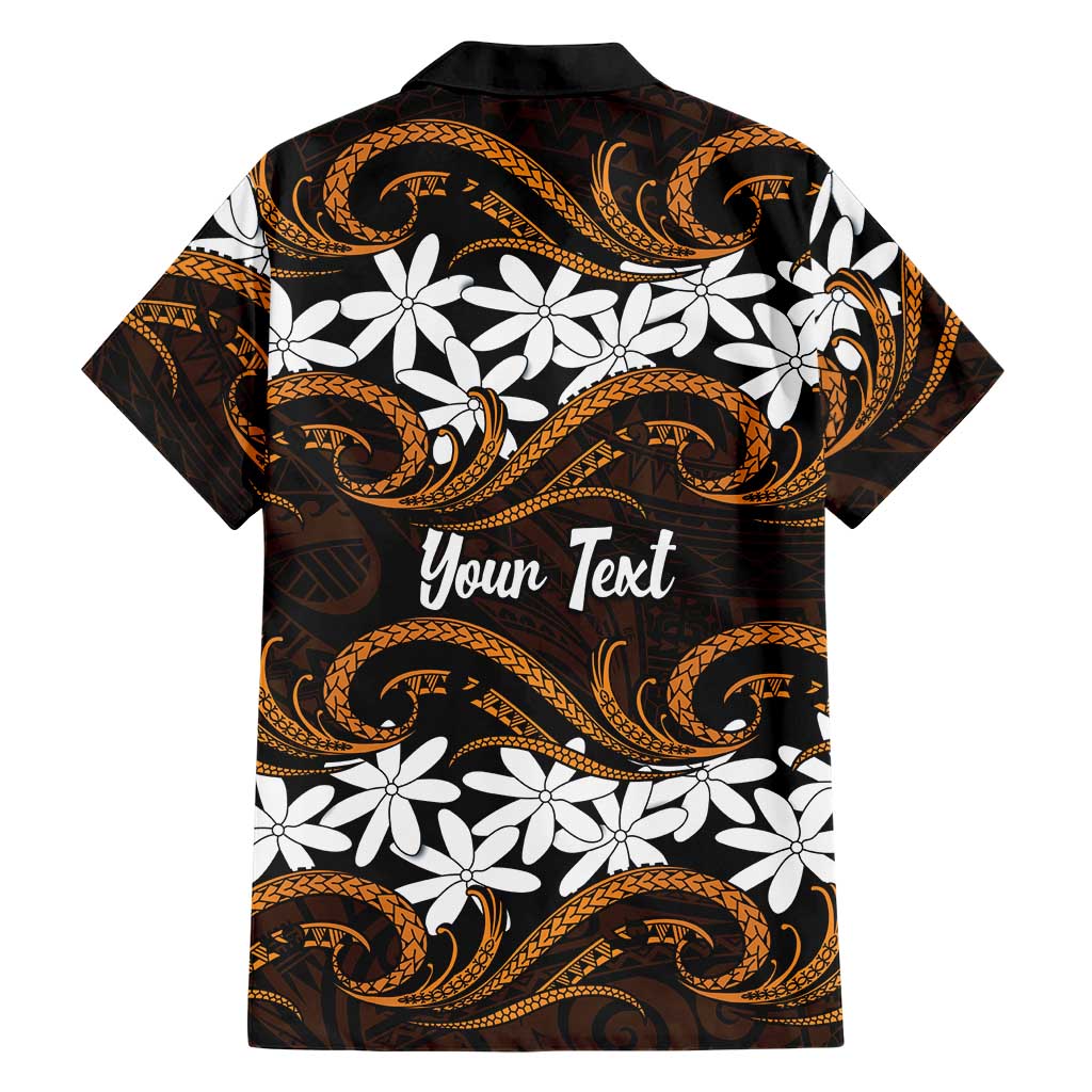 Personalised Cook Islands Rakahanga Hawaiian Shirt Tiare Maori Polynesian Waves Tattoo LT14