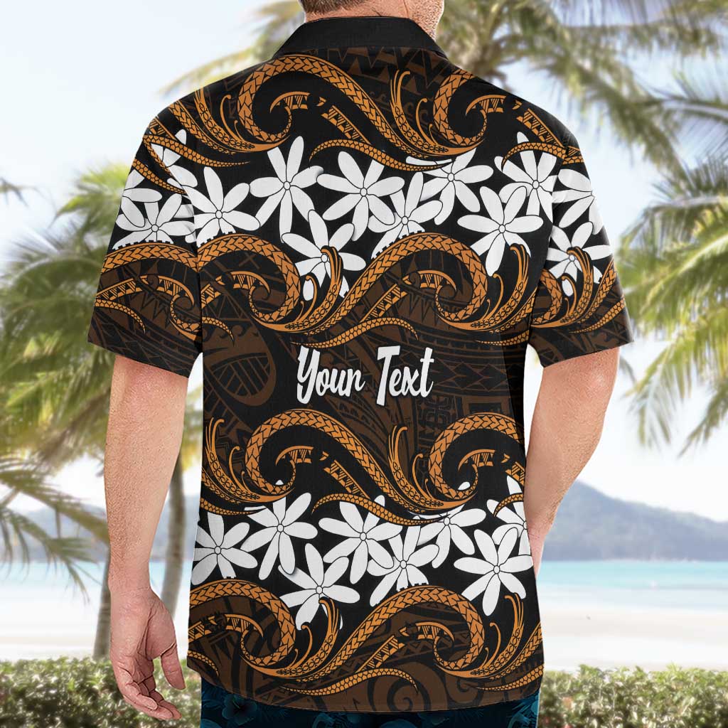 Personalised Cook Islands Rakahanga Hawaiian Shirt Tiare Maori Polynesian Waves Tattoo LT14