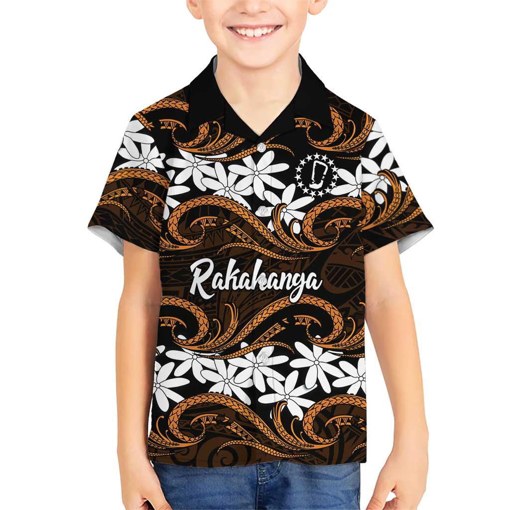 Personalised Cook Islands Rakahanga Hawaiian Shirt Tiare Maori Polynesian Waves Tattoo LT14