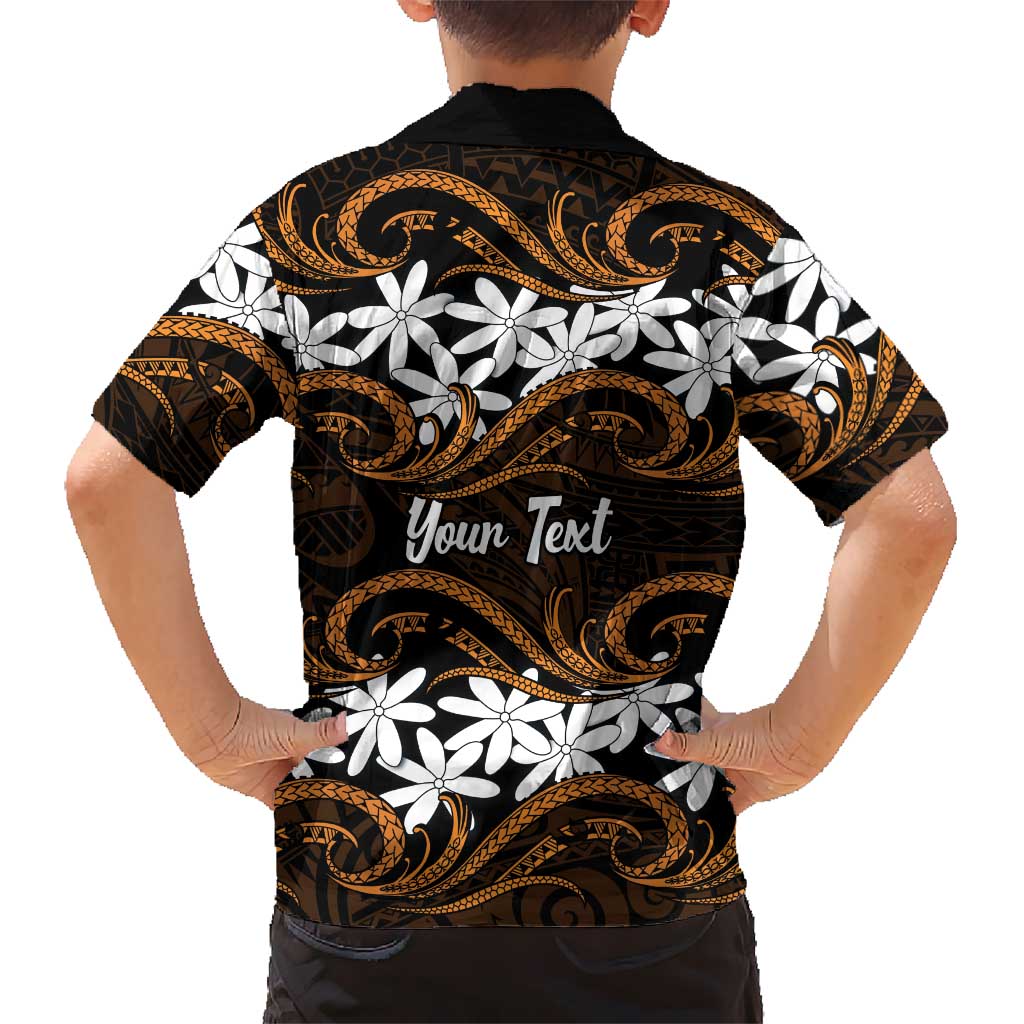 Personalised Cook Islands Rakahanga Hawaiian Shirt Tiare Maori Polynesian Waves Tattoo LT14