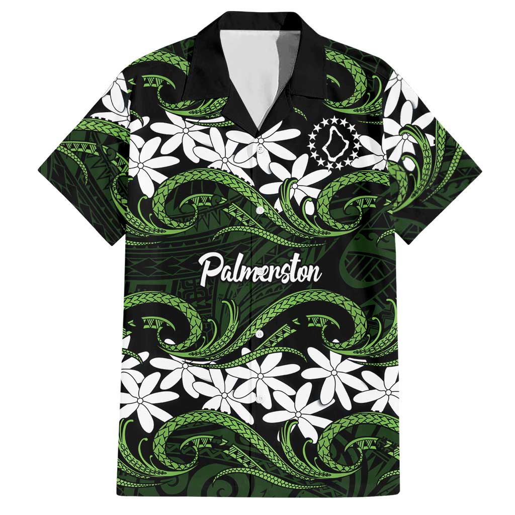 Personalised Cook Islands Palmerston Hawaiian Shirt Tiare Maori Polynesian Waves Tattoo LT14