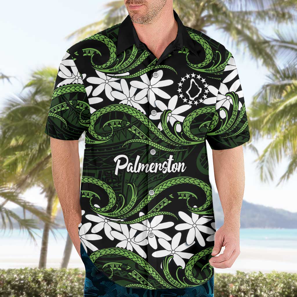 Personalised Cook Islands Palmerston Hawaiian Shirt Tiare Maori Polynesian Waves Tattoo LT14