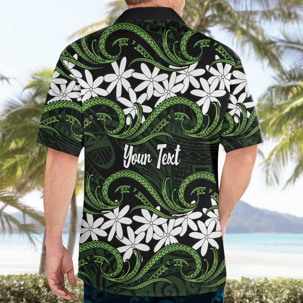 Personalised Cook Islands Palmerston Hawaiian Shirt Tiare Maori Polynesian Waves Tattoo LT14