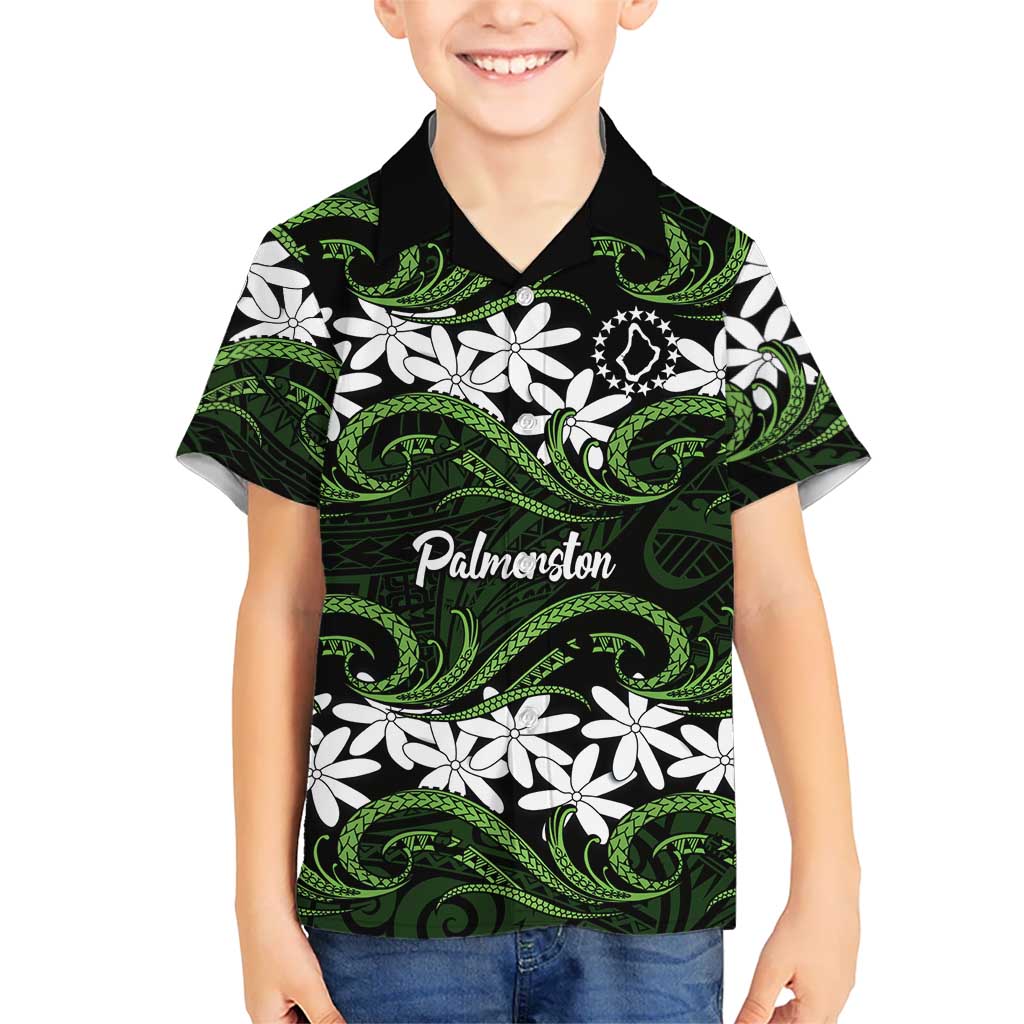 Personalised Cook Islands Palmerston Hawaiian Shirt Tiare Maori Polynesian Waves Tattoo LT14