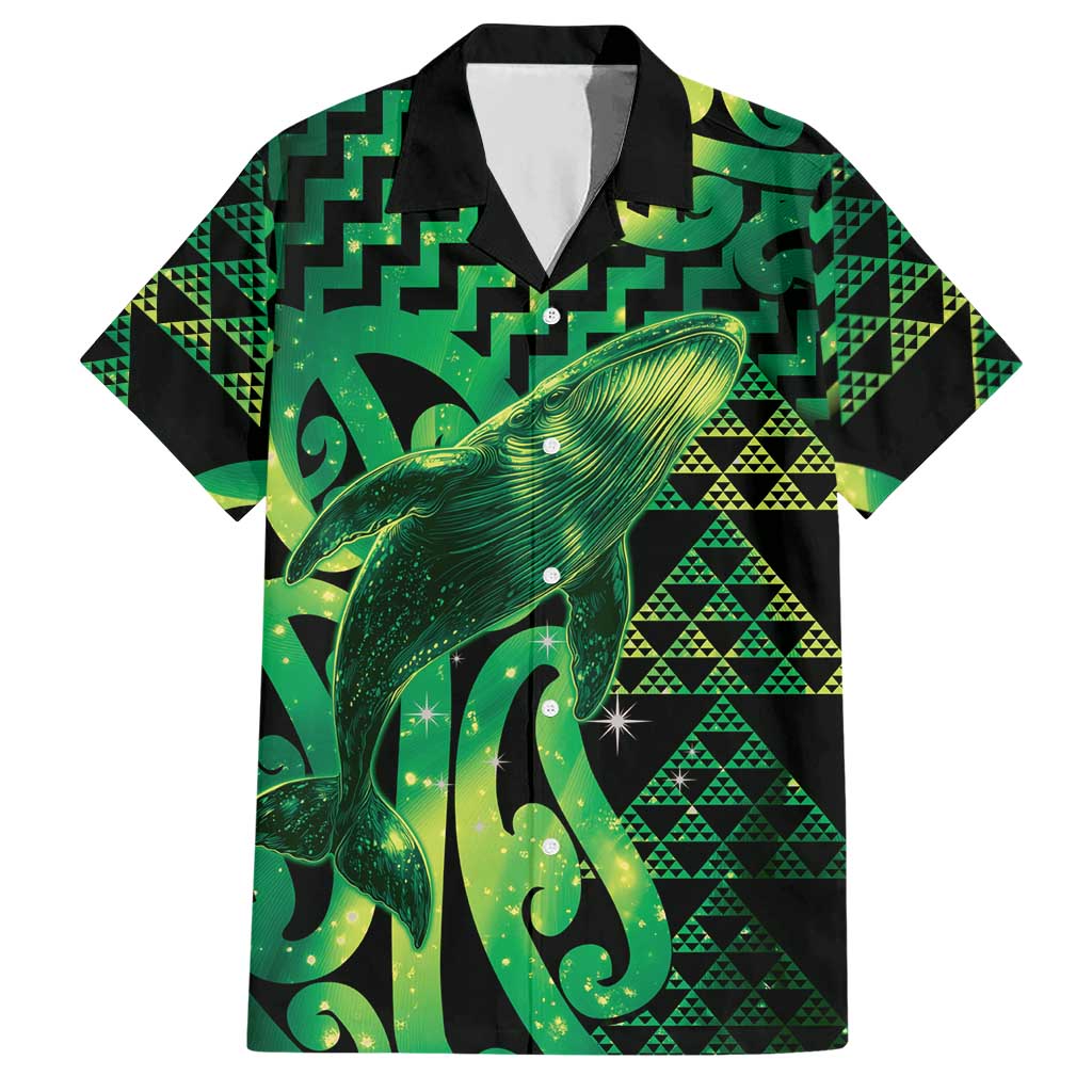 Humpback Whale Matariki New Zealand Hawaiian Shirt NZ Maori Paikea Poutama Luxury Green LT14