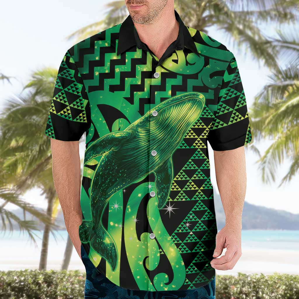 Humpback Whale Matariki New Zealand Hawaiian Shirt NZ Maori Paikea Poutama Luxury Green LT14