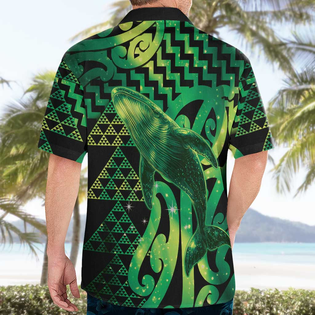 Humpback Whale Matariki New Zealand Hawaiian Shirt NZ Maori Paikea Poutama Luxury Green LT14