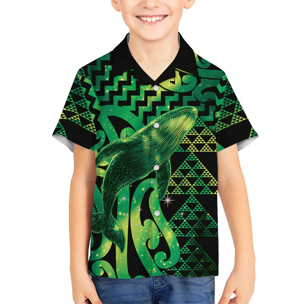 Humpback Whale Matariki New Zealand Hawaiian Shirt NZ Maori Paikea Poutama Luxury Green LT14