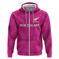 Custom New Zealand Silver Fern Rugby Zip Hoodie Go Aotearoa - Pink Version LT14