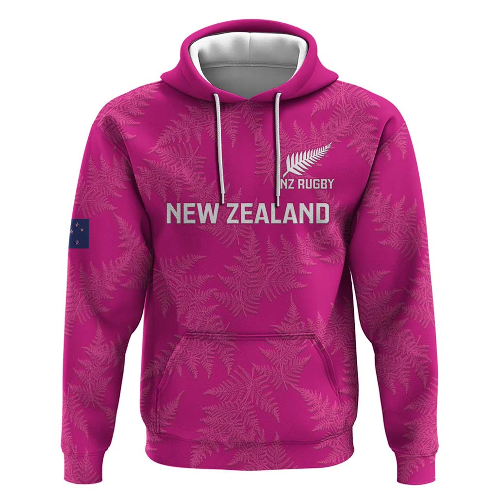 Custom New Zealand Silver Fern Rugby Zip Hoodie Go Aotearoa - Pink Version LT14