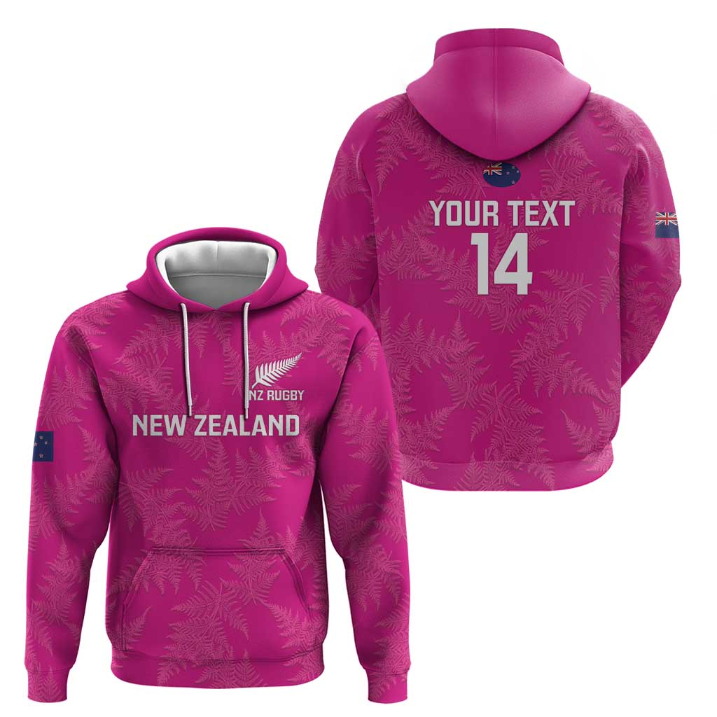 Custom New Zealand Silver Fern Rugby Zip Hoodie Go Aotearoa - Pink Version LT14