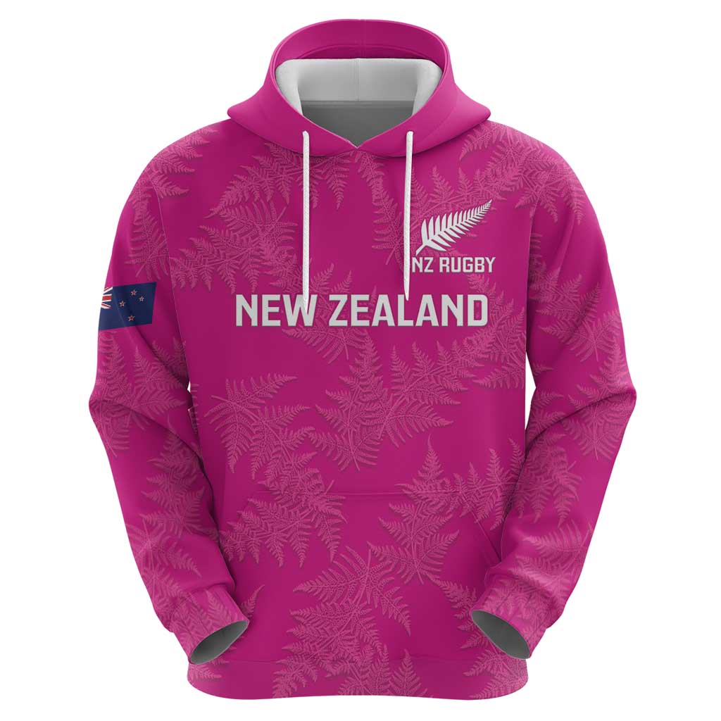 Custom New Zealand Silver Fern Rugby Zip Hoodie Go Aotearoa - Pink Version LT14