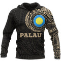 Palau Hoodie Palau Flag Polynesian Tattoo Style
