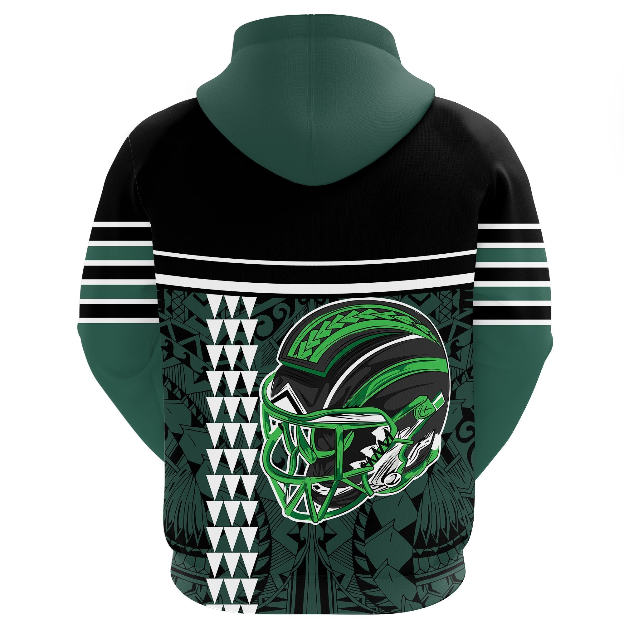 Custom Hawaii Kakau Polynesian Warrior Football Zip Hoodie Rainbow Style