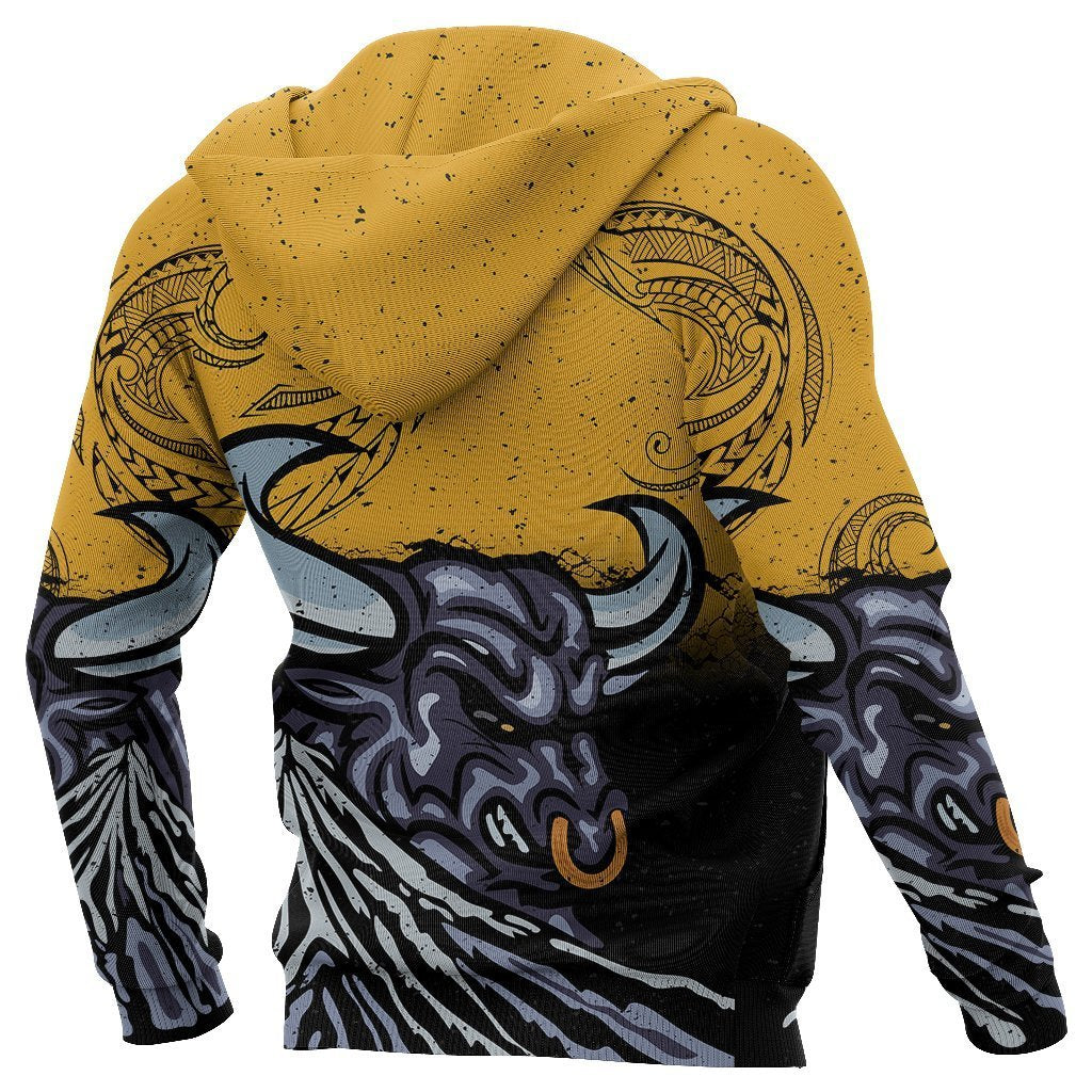 New Zealand Taranaki Hoodie, Maori Bull Pullover Hoodie