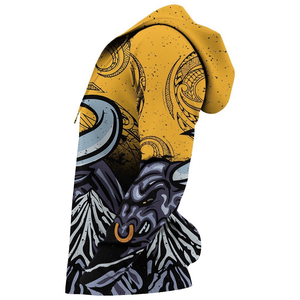 New Zealand Taranaki Hoodie, Maori Bull Pullover Hoodie