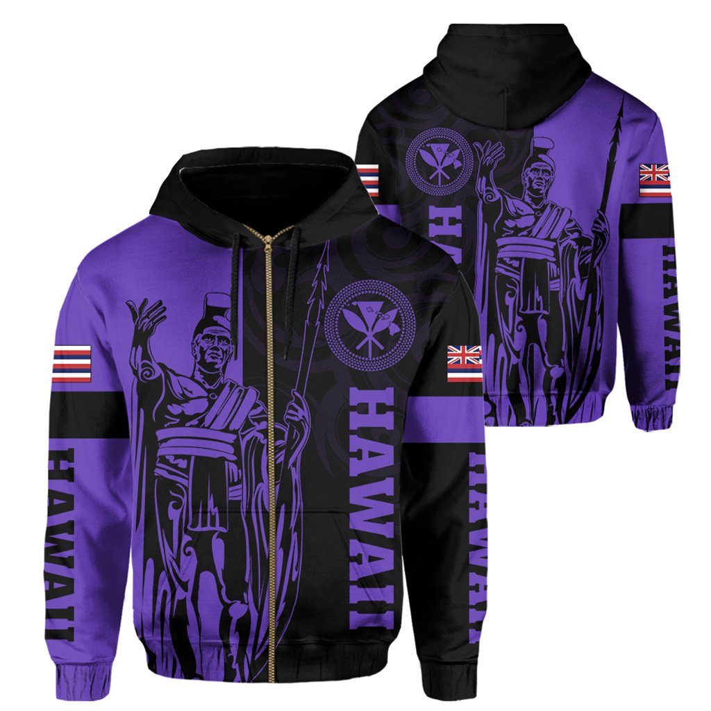 Hawaii King Polynesian Hoodie (Zip up) Lawla Style Purple