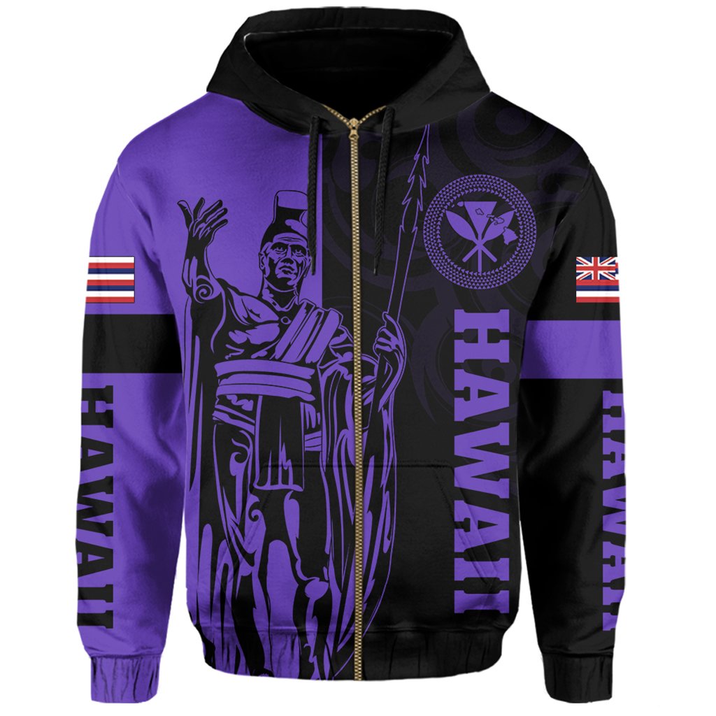 Hawaii King Polynesian Hoodie (Zip up) Lawla Style Purple