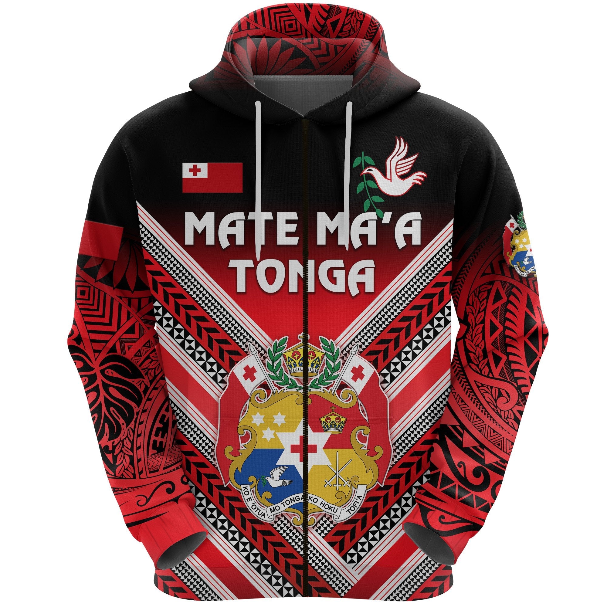 Mate Maa Tonga Rugby Zip Hoodie Polynesian Creative Style