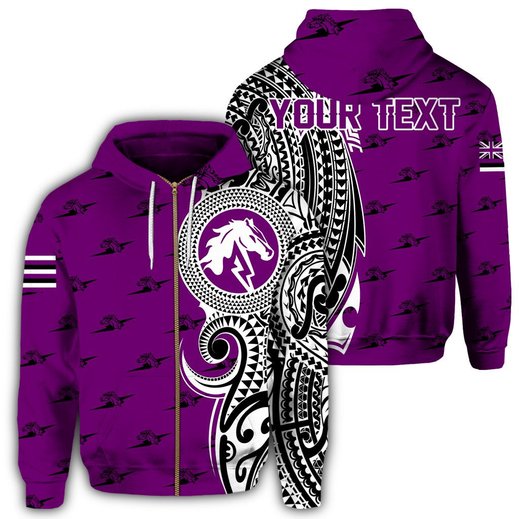 Custom Hawaii Hoodie Pearl City High Tribal Kakau Zip Hoodie