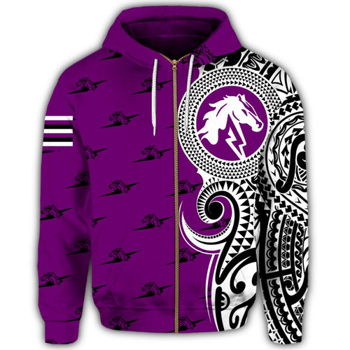 Custom Hawaii Hoodie Pearl City High Tribal Kakau Zip Hoodie