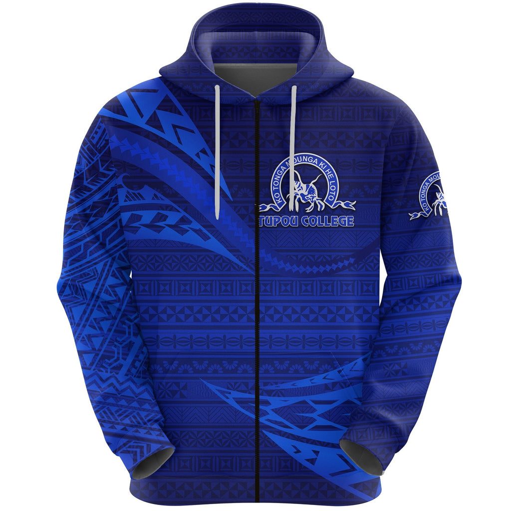 Custom Kolisi Ko Tupou College Tonga Zip Hoodie Unique Version Full Blue