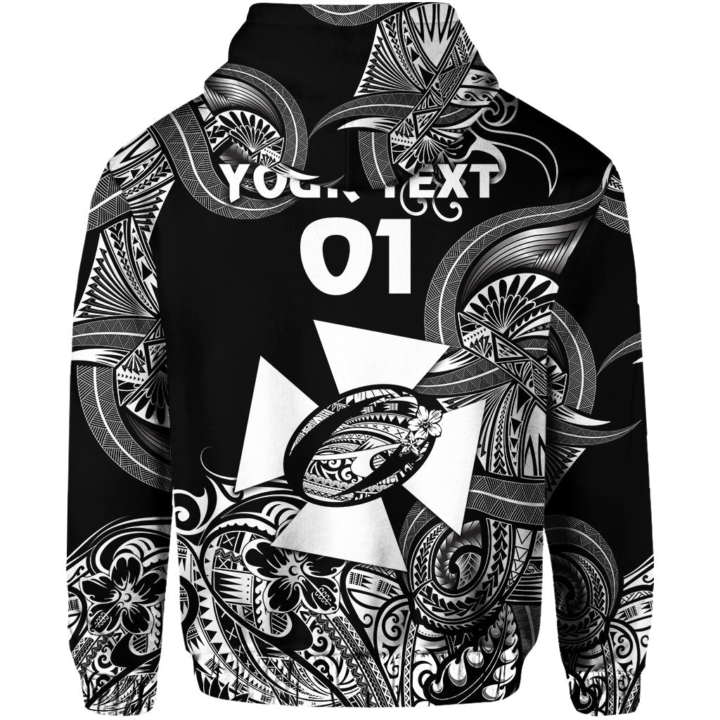 Custom Wallis and Futuna Polynesian Zip Hoodie Unique Style Black LT8