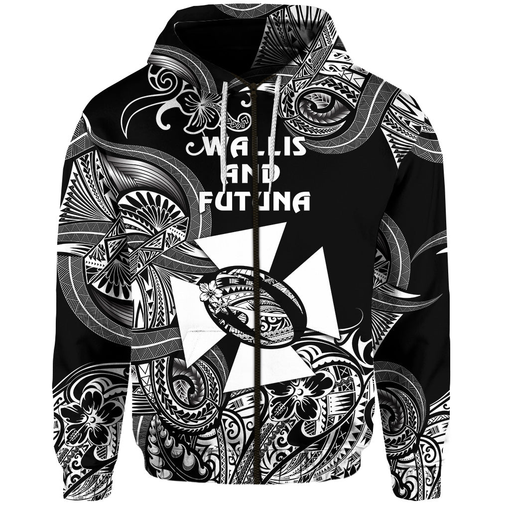 Custom Wallis and Futuna Polynesian Zip Hoodie Unique Style Black LT8