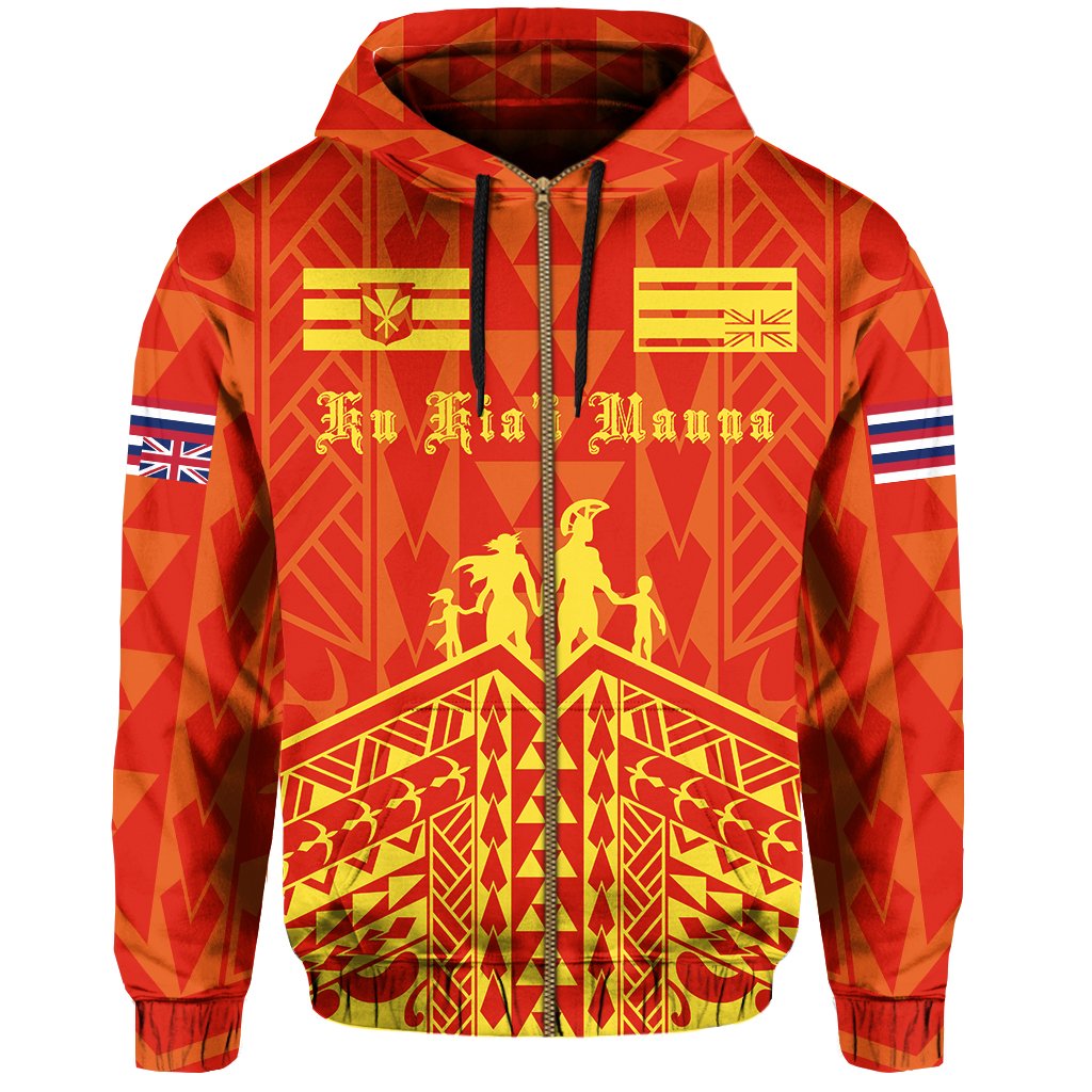 Polynesian Mauna Kea Ku Kiai Mauna Flag of Hawaii Zip Hoodie
